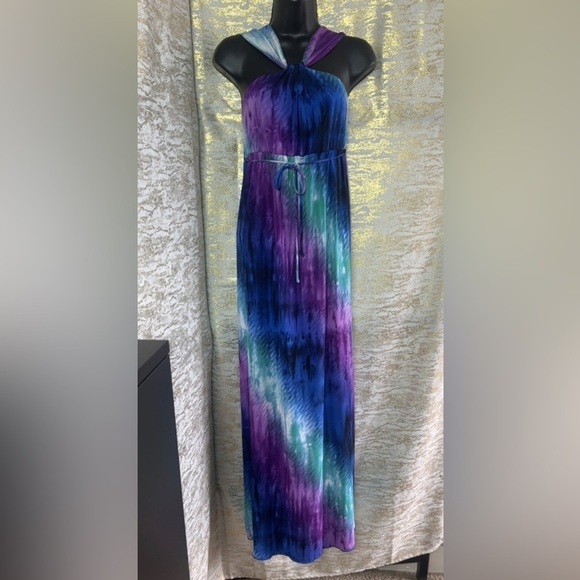 B.Wear Too Women’s Blue/Purple Tie Dye Maxi Dress Size M - Picture 2 of 13